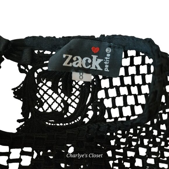 ASOS John Zack Black Coquette Mesh Paneled Back-Cutout Dress Sz.US 2-4P/UK 8 - Picture 7 of 9